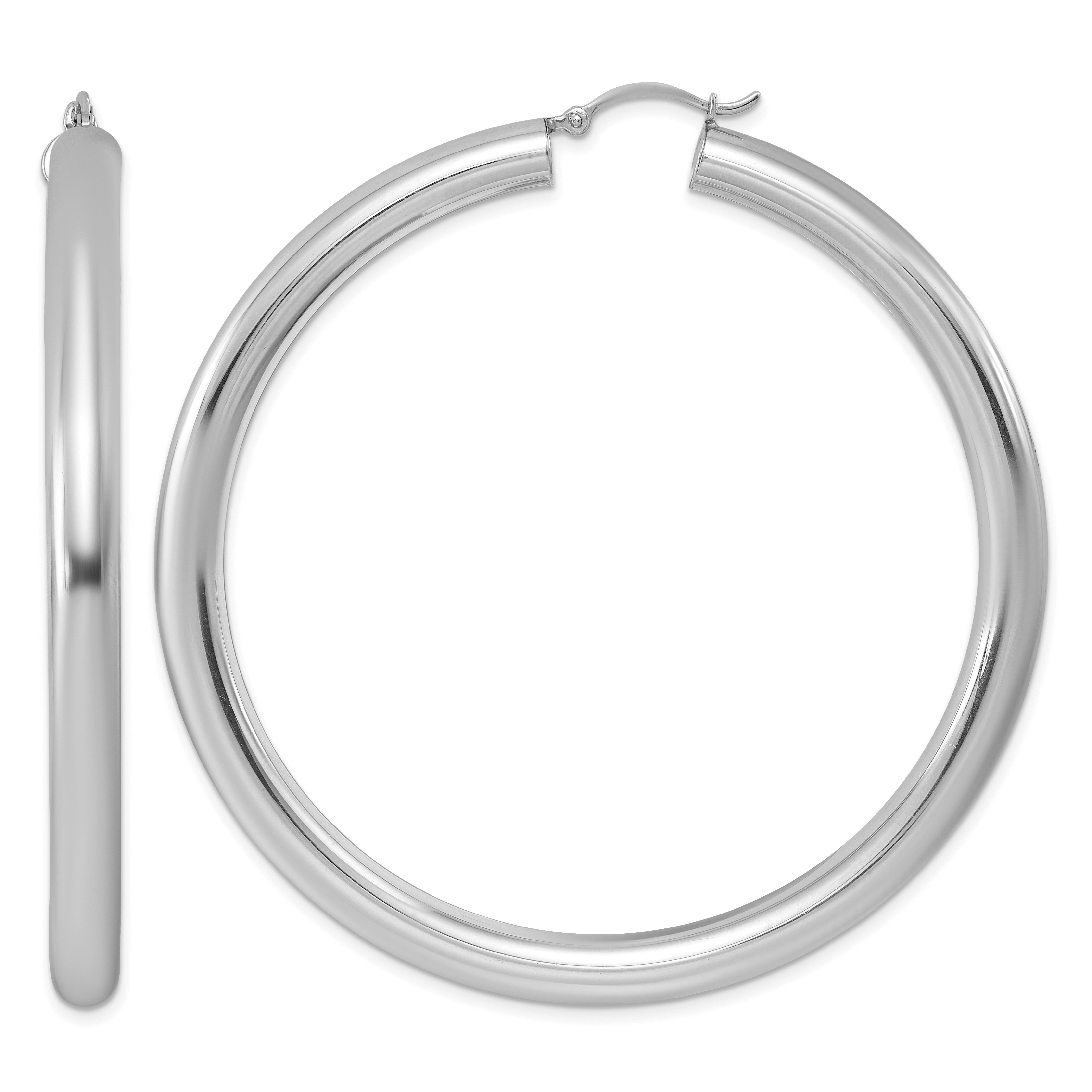Sterling Silver Rhodium-plated 5mm Round Hoop Earrings (QE4411)