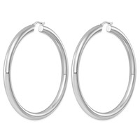 Sterling Silver Rhodium-plated 5mm Round Hoop Earrings view 2