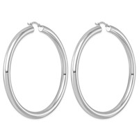 Sterling Silver Rhodium-plated 5mm Round Hoop Earrings view 4