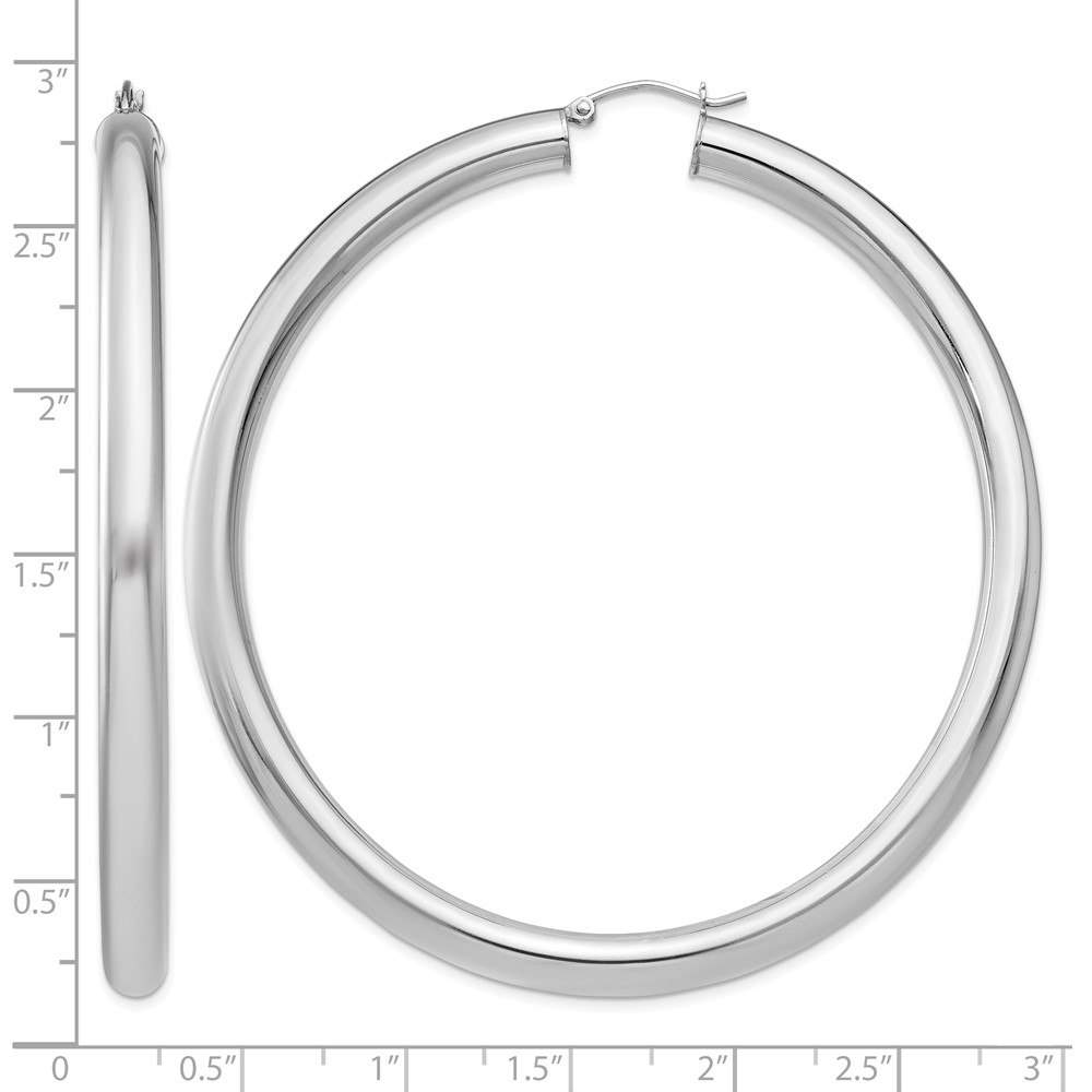 Sterling Silver Rhodium-plated 5mm Round Hoop Earrings (QE4412)