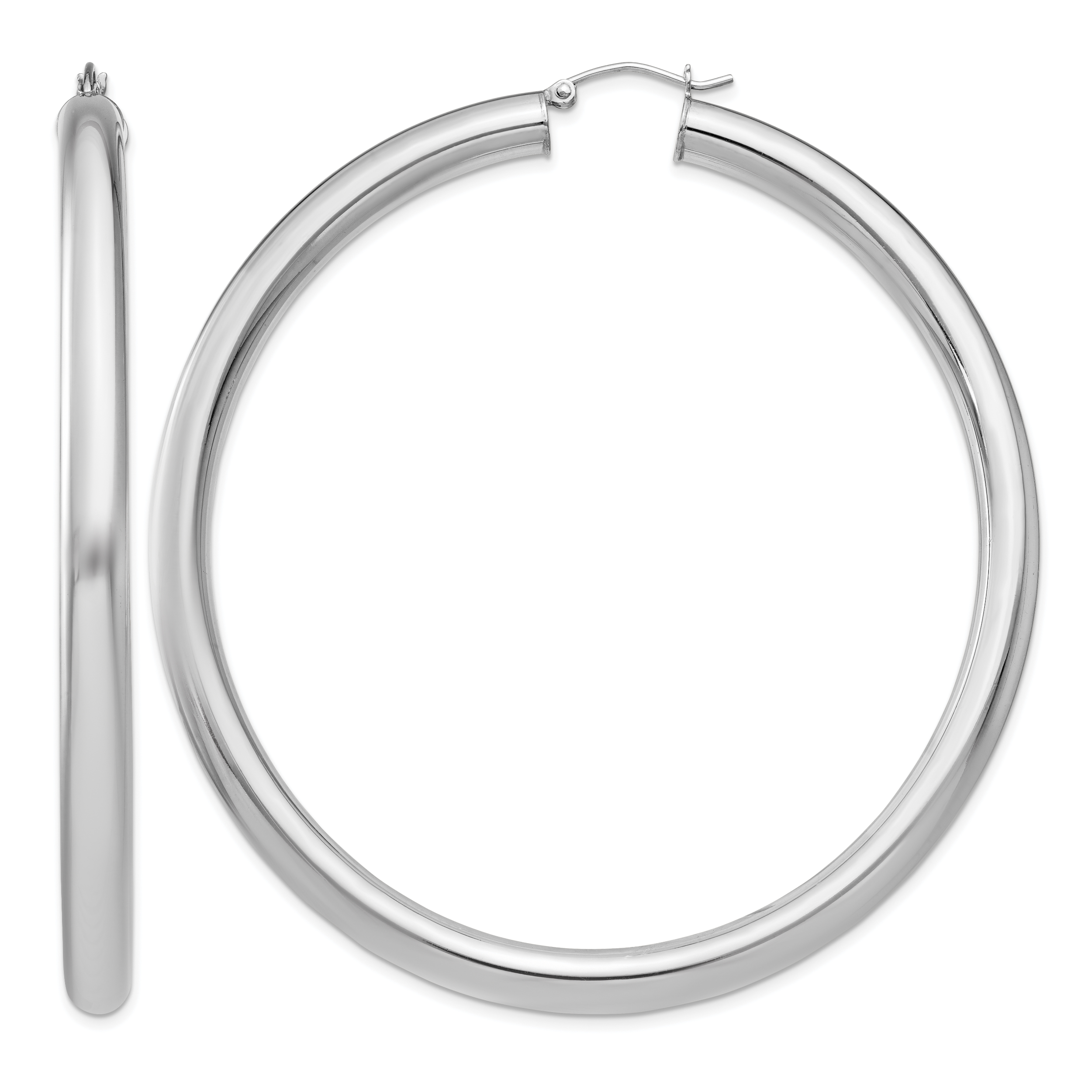 Sterling Silver Rhodium-plated 5mm Round Hoop Earrings (QE4412)