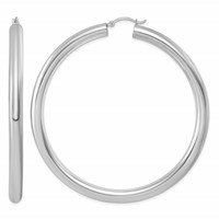 Sterling Silver Rhodium-plated 5mm Round Hoop Earrings view 1