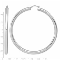 Sterling Silver Rhodium-plated 5mm Round Hoop Earrings view 5
