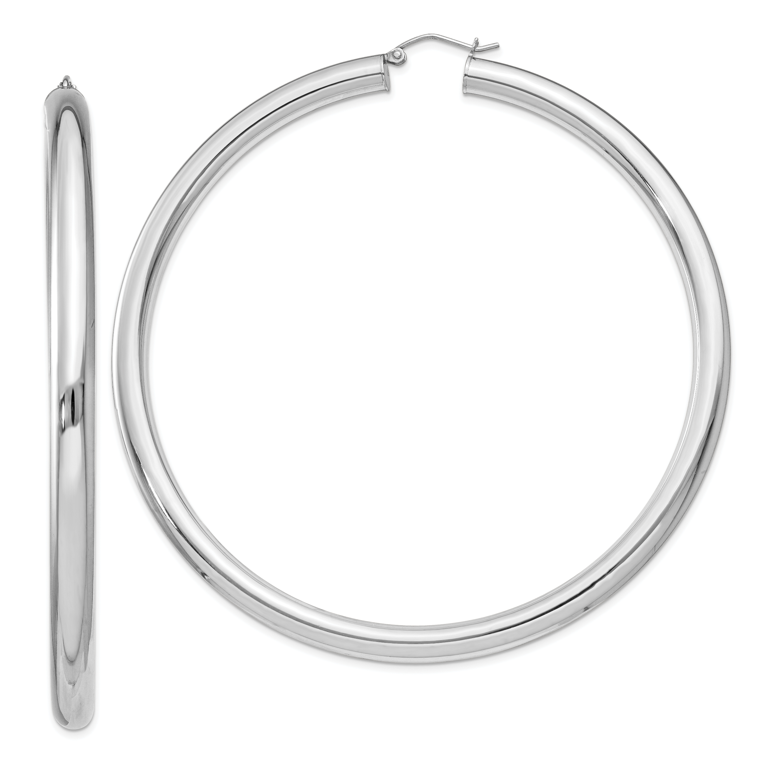 Sterling Silver Rhodium-plated 5mm Round Hoop Earrings (QE4413)