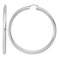 Sterling Silver Rhodium-plated 5mm Round Hoop Earrings view 1