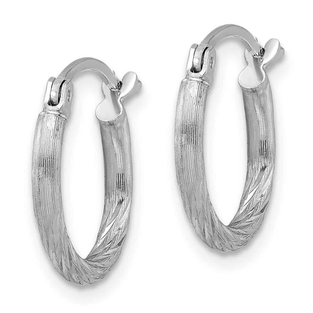 Sterling Silver Rhodium-plated 2mm Polished/Satin Diamond-cut Hoop Earrings (QE4415)