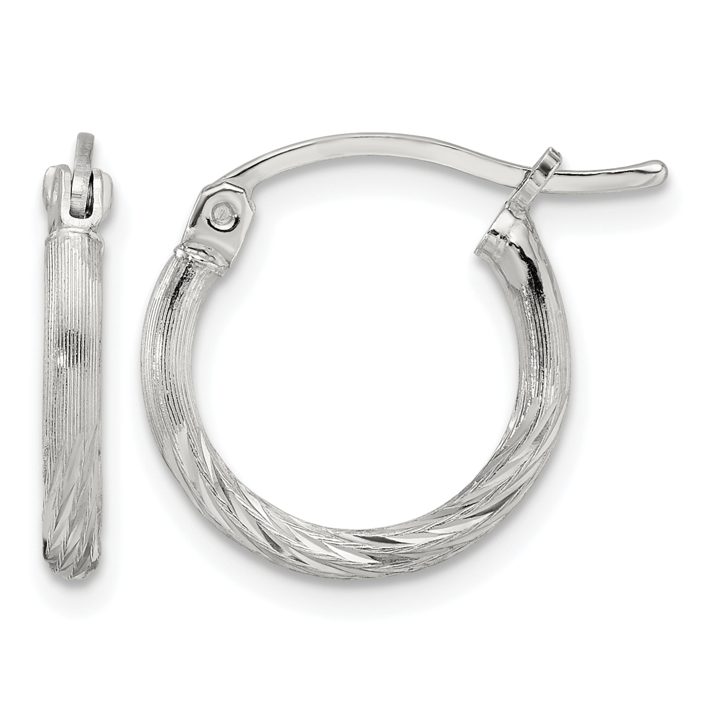 Sterling Silver 2mm Polished/Satin D/C Hoop Earrings (QE4415SP)