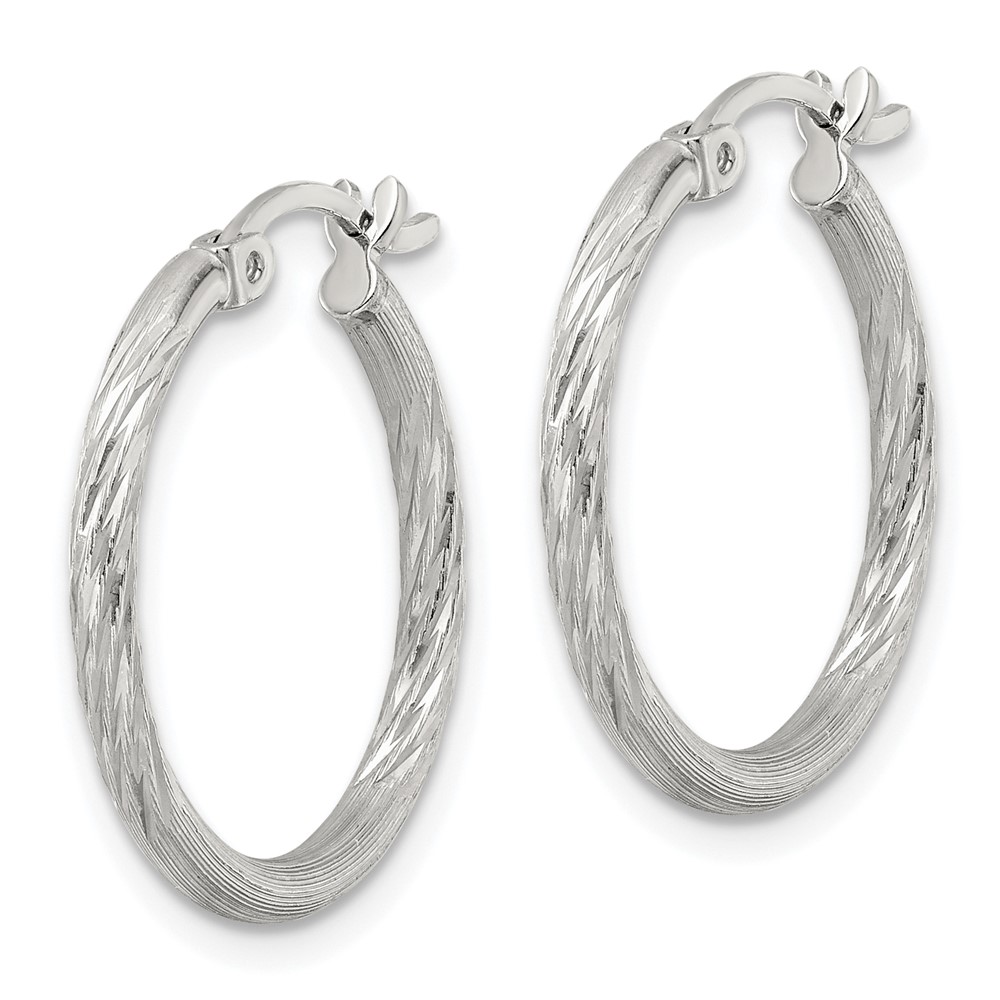 Sterling Silver 2mm Polished/Satin D/C Hoop Earrings (QE4417SP)