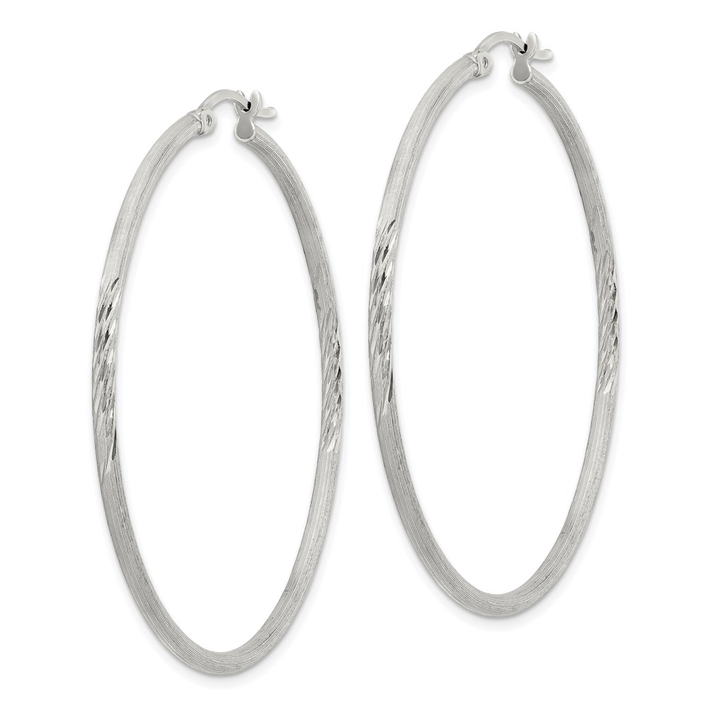 Sterling Silver 2mm Polished/Satin D/C Hoop Earrings (QE4423SP)