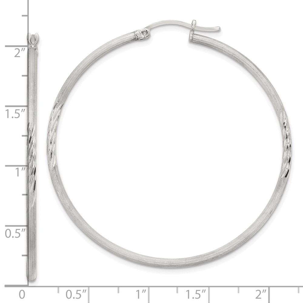 Sterling Silver 2mm Polished/Satin D/C Hoop Earrings (QE4423SP)