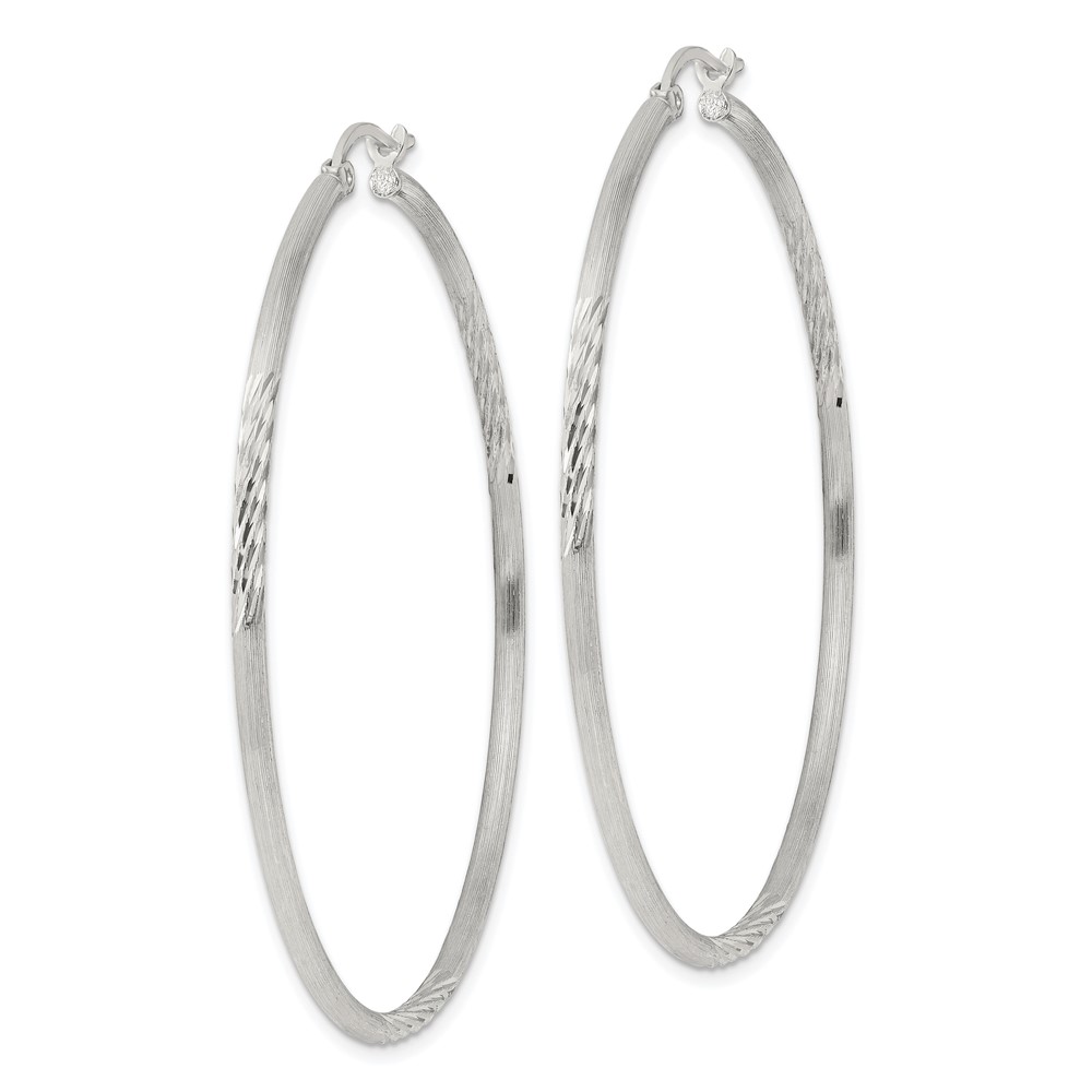 Sterling Silver 2mm Polished/Satin D/C Hoop Earrings (QE4424SP)