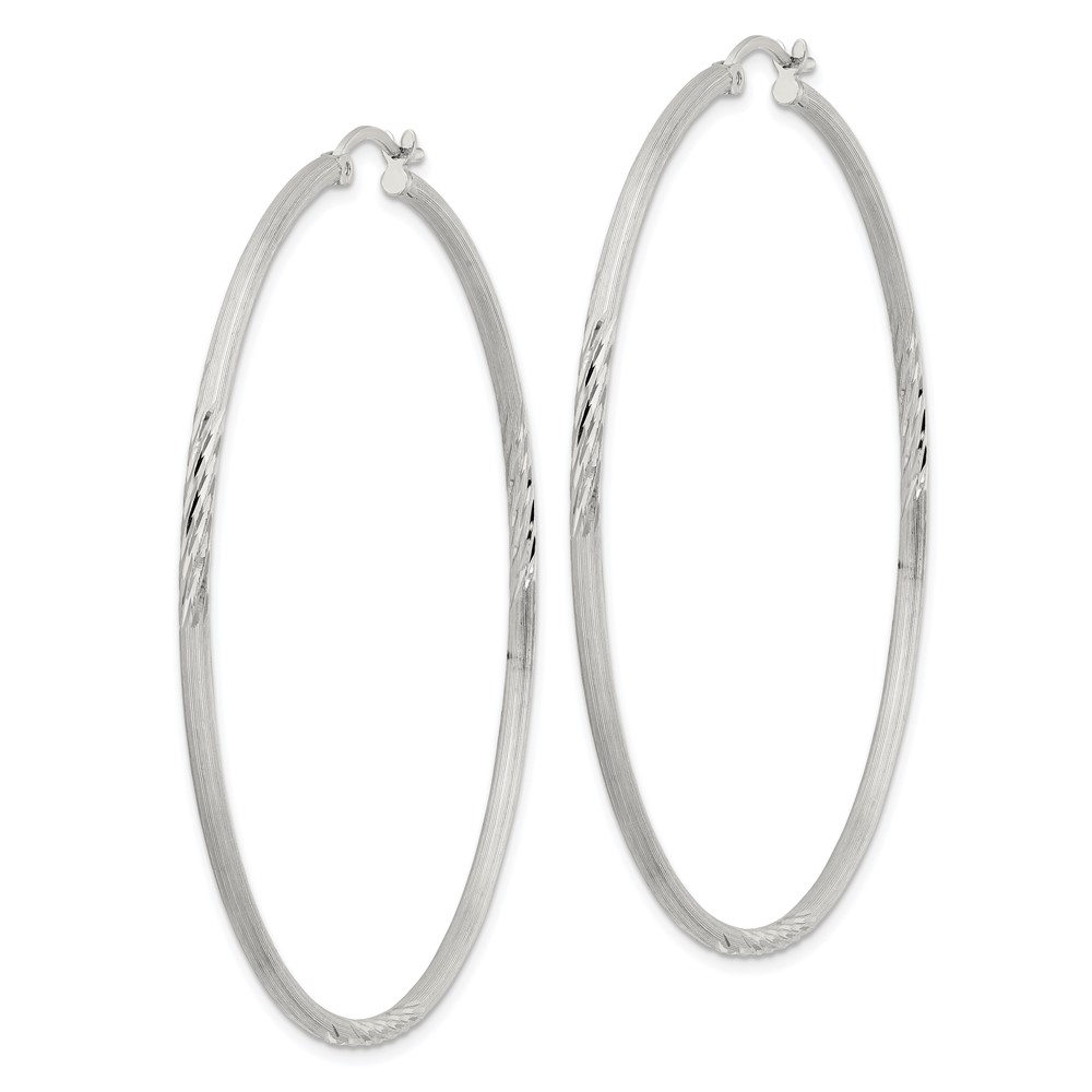 Sterling Silver 2mm Polished/Satin D/C Hoop Earrings (QE4425SP)