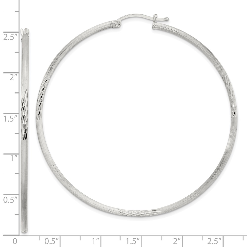 Sterling Silver 2mm Polished/Satin D/C Hoop Earrings (QE4425SP)