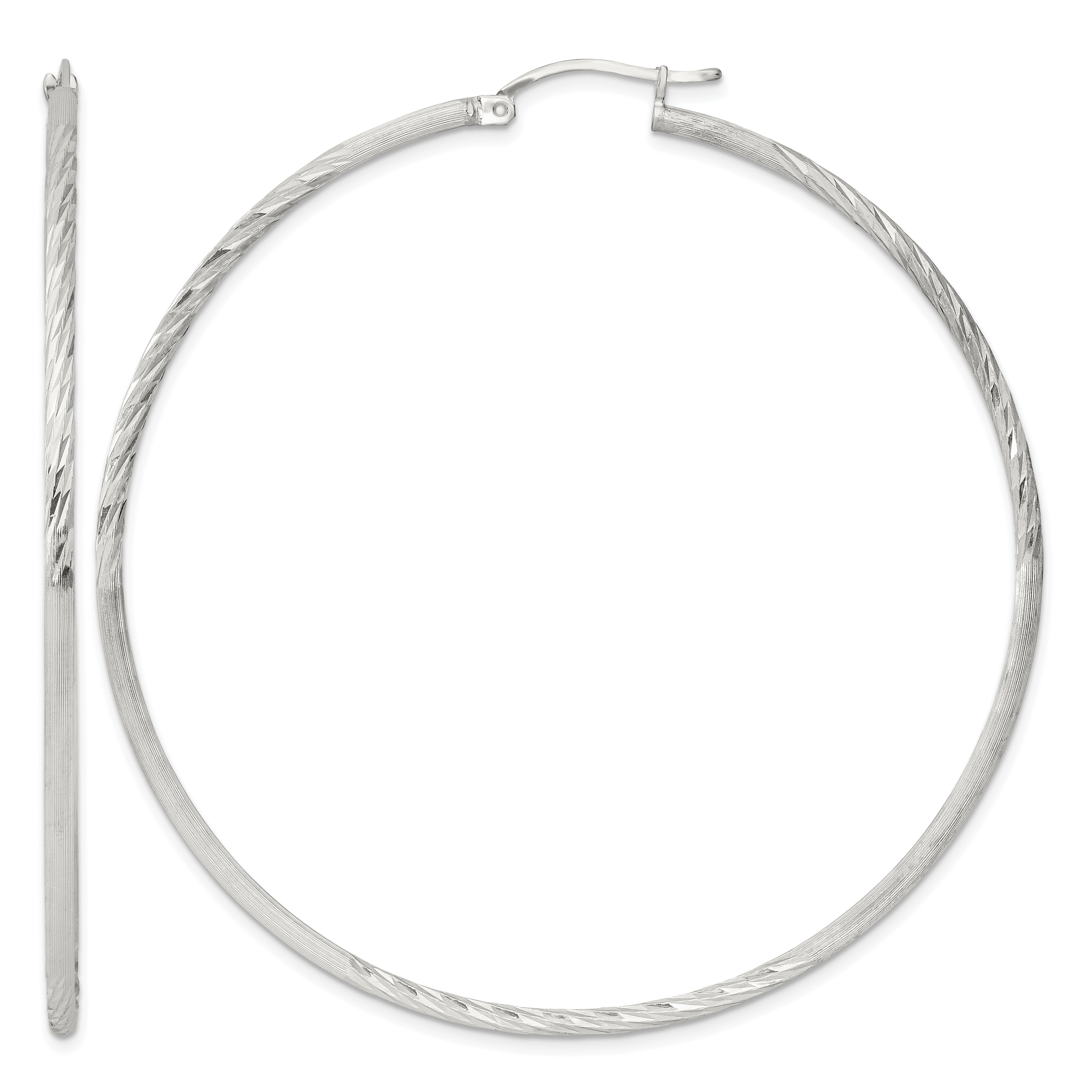 Sterling Silver 2mm Polished/Satin D/C Hoop Earrings (QE4426SP)