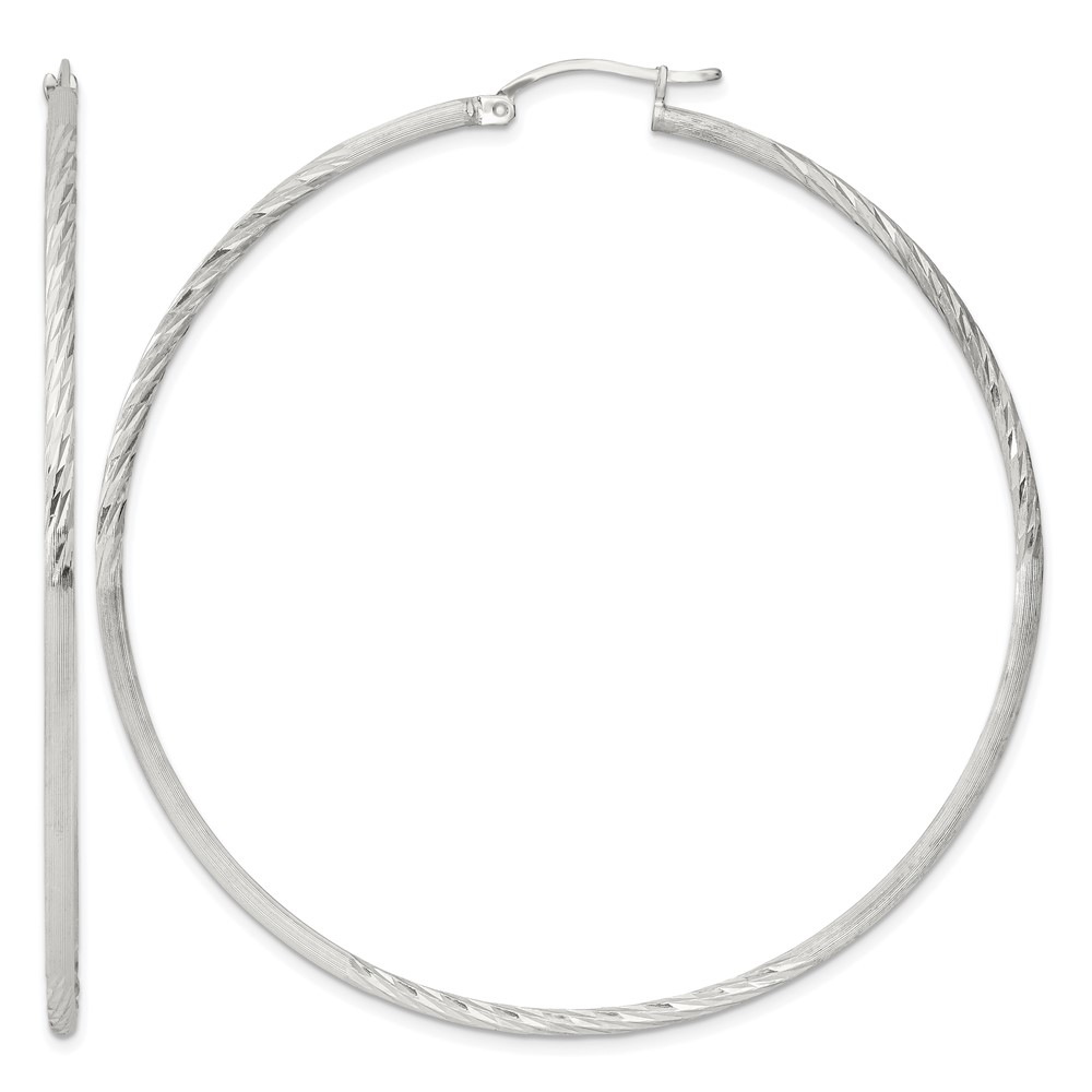 Sterling Silver 2mm Polished/Satin D/C Hoop Earrings (QE4426SP)