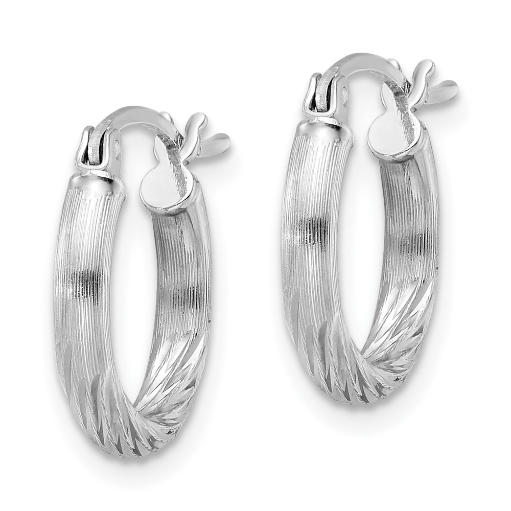 Sterling Silver Rhod-plated 2.5mm Polished/Satin Diamond-cut Hoop Earrings (QE4429)