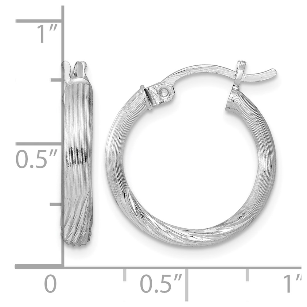 Sterling Silver Rhod-plated 2.5mm Polished/Satin Diamond-cut Hoop Earrings (QE4430)