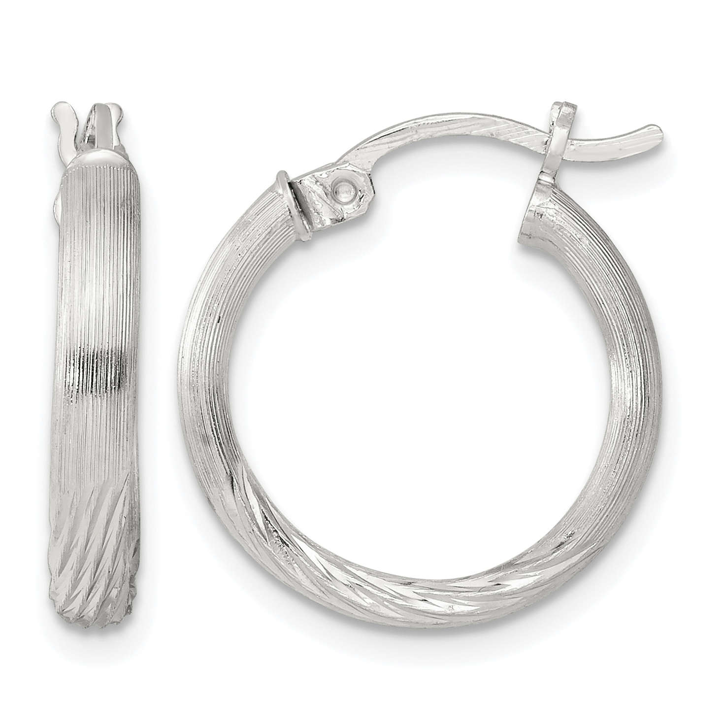 Sterling Silver 2.5mm Polished/Satin D/C Hoop Earrings (QE4430SP)
