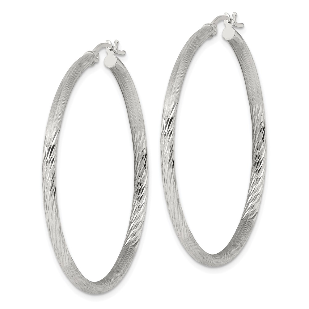 Sterling Silver 2.5mm Polished/Satin D/C Hoop Earrings (QE4431SP)