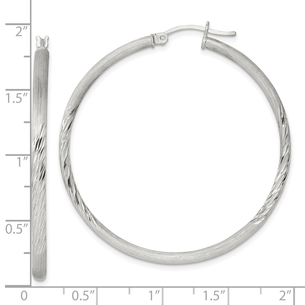 Sterling Silver 2.5mm Polished/Satin D/C Hoop Earrings (QE4431SP)