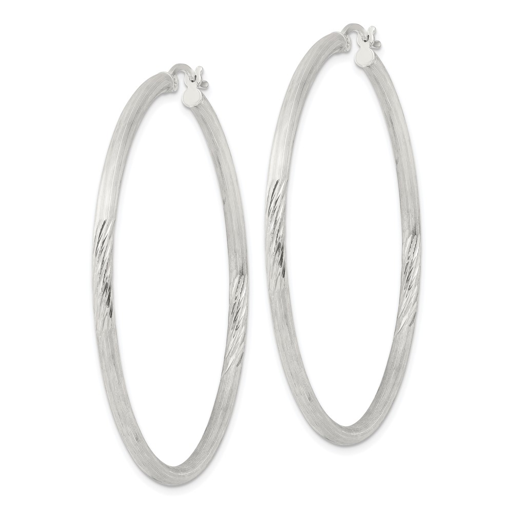 Sterling Silver 2.5mm Polished/Satin D/C Hoop Earrings (QE4432SP)