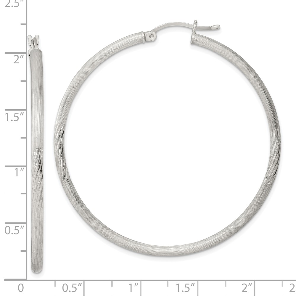 Sterling Silver 2.5mm Polished/Satin D/C Hoop Earrings (QE4432SP)