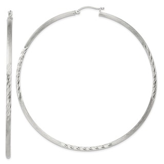 Sterling Silver 2.5mm Polished/Satin D/C Hoop Earrings