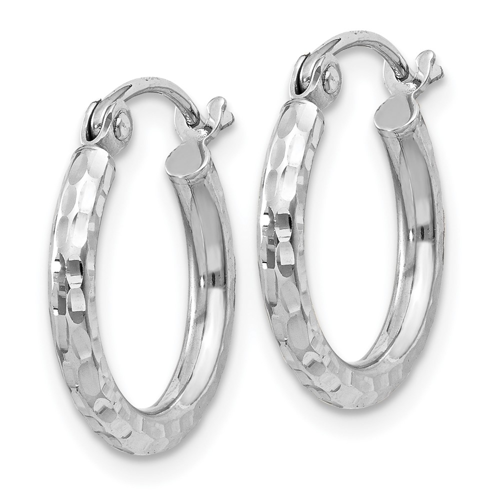 Sterling Silver Rhodium-Plated 2mm Shiny-Cut Hoop Earrings QE4460 | eBay