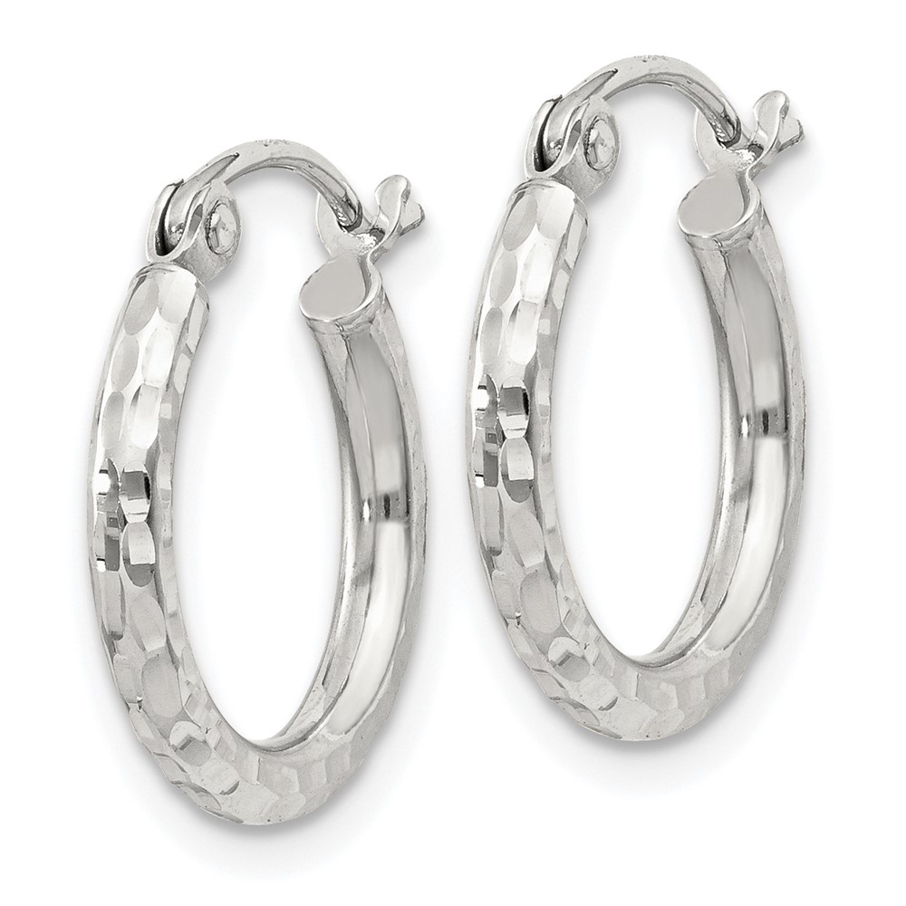 Sterling Silver 2mm Diamond Cut Hoop Earrings (QE4460SP)