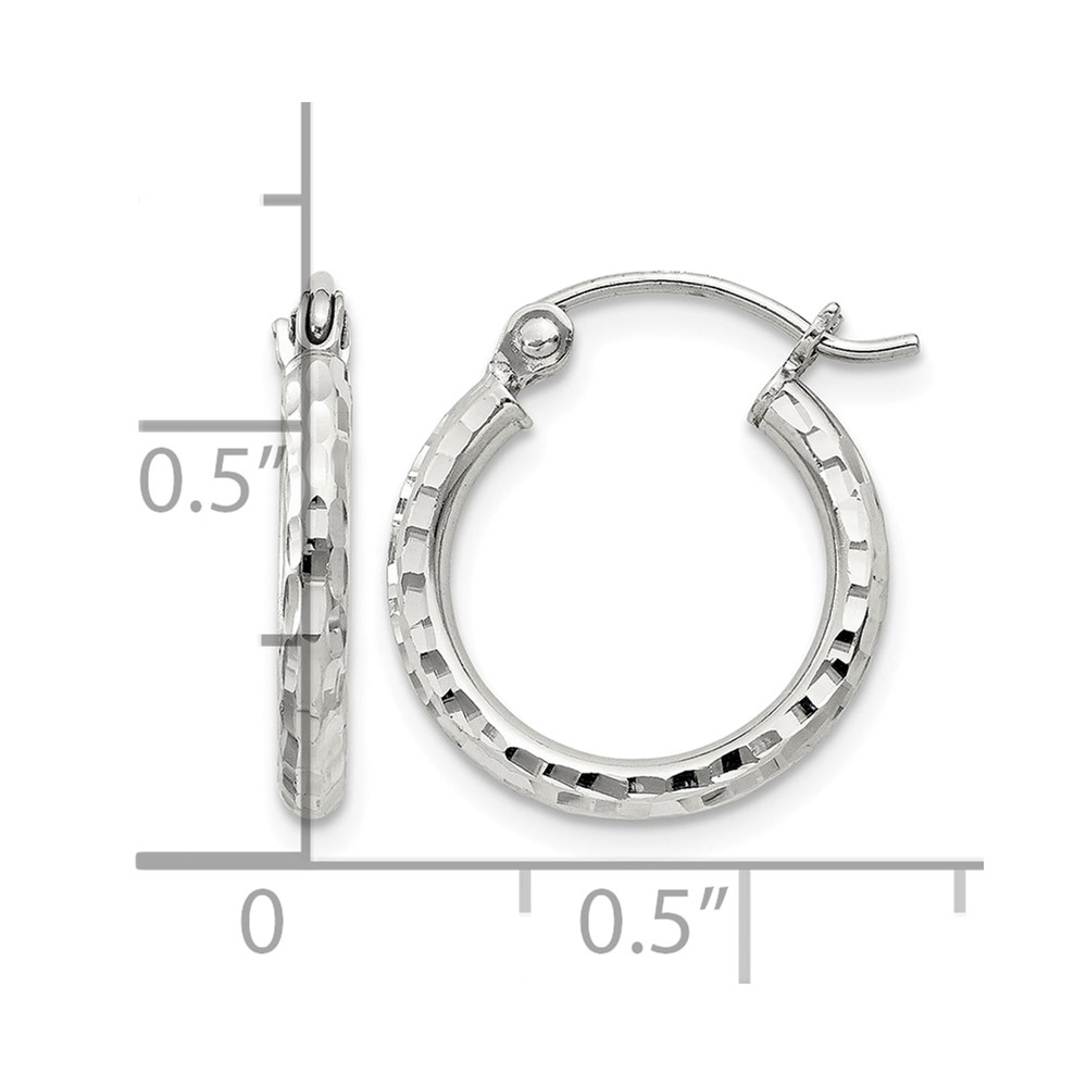 Sterling Silver 2mm Diamond Cut Hoop Earrings (QE4460SP)