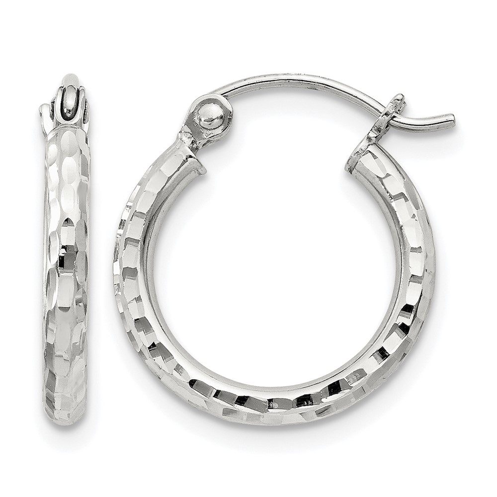 Sterling Silver 2mm Diamond Cut Hoop Earrings (QE4460SP)