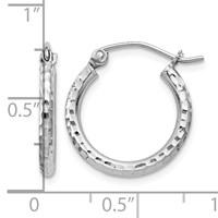 Sterling Silver Rhodium-plated 2mm Diamond Cut Hoop Earrings view 4
