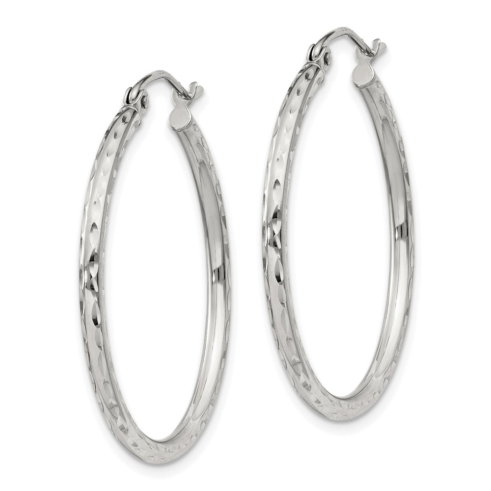 Sterling Silver 2mm Diamond Cut Hoop Earrings (QE4462SP)