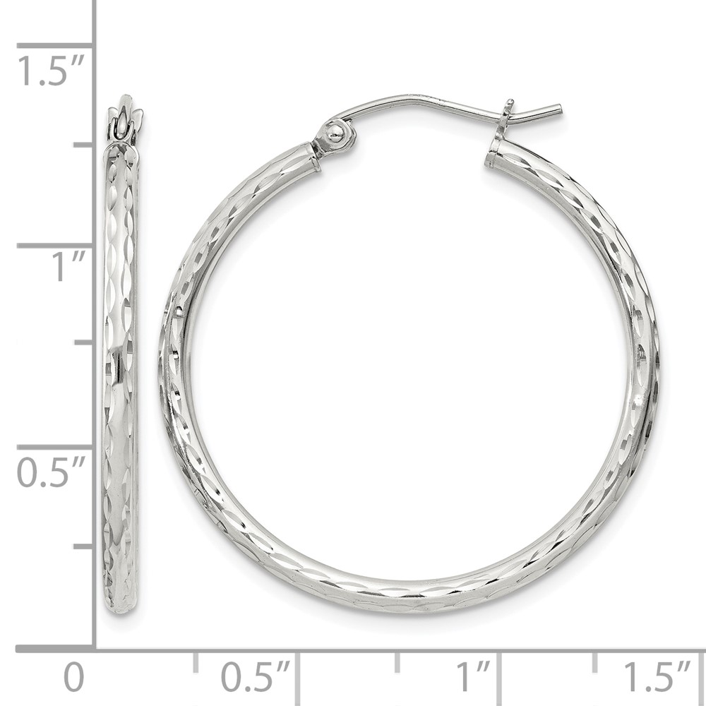 Sterling Silver 2mm Diamond Cut Hoop Earrings (QE4462SP)