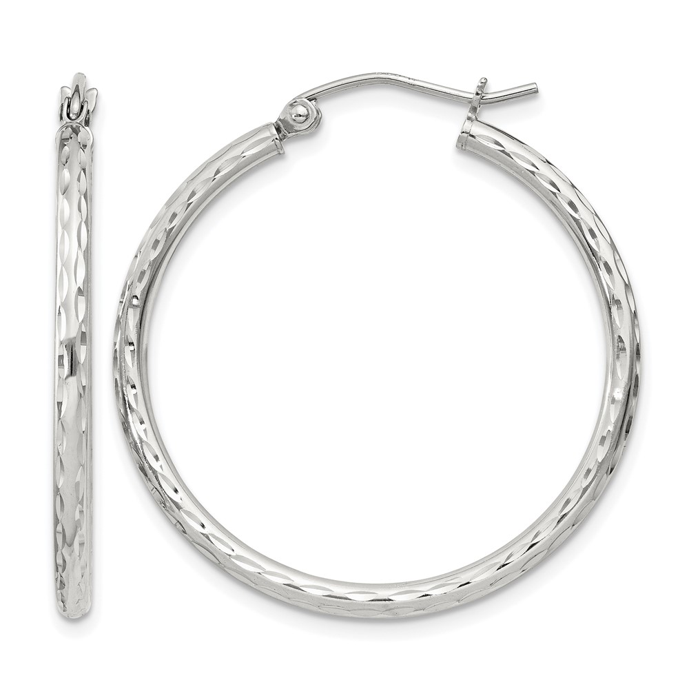 Sterling Silver 2mm Diamond Cut Hoop Earrings (QE4462SP)