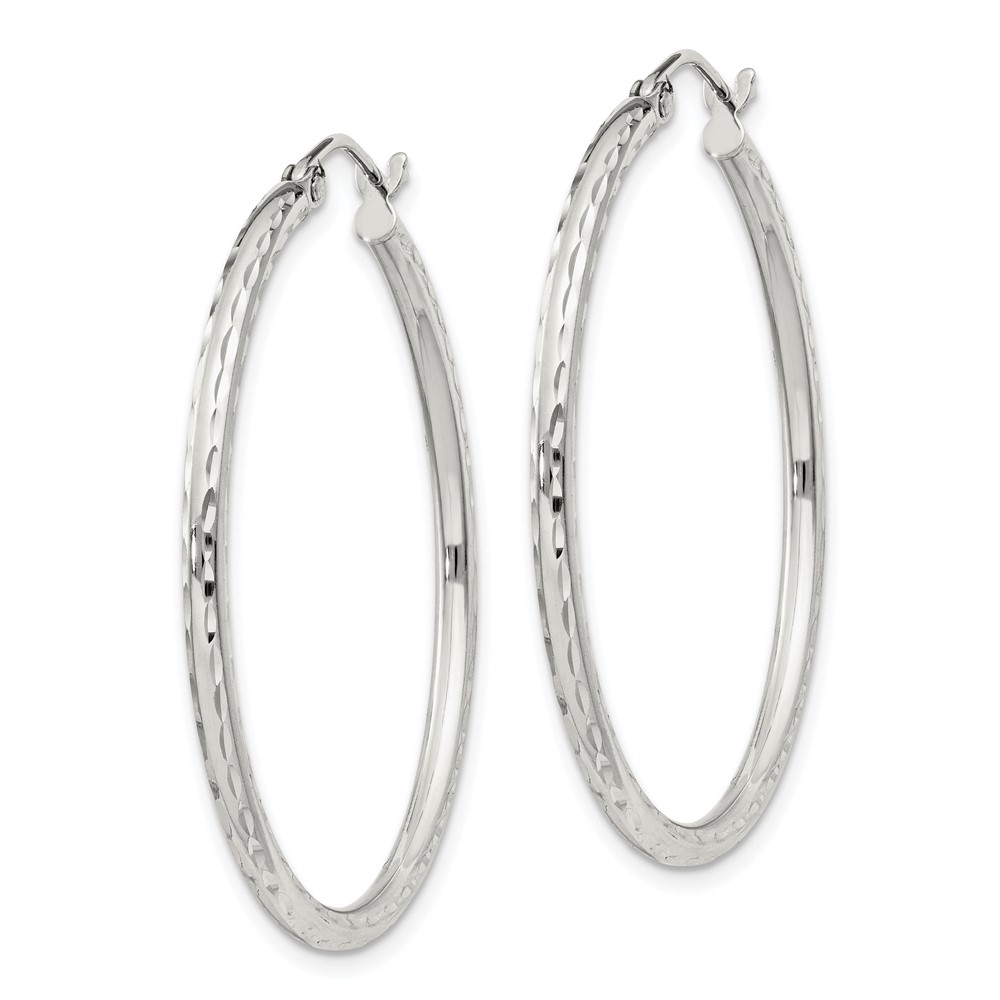 Sterling Silver 2mm Diamond Cut Hoop Earrings (QE4463SP)