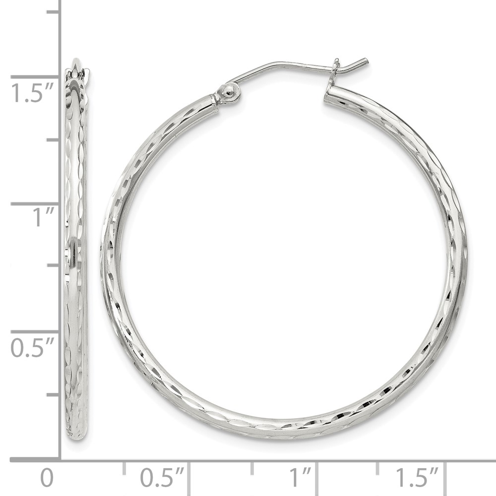 Sterling Silver 2mm Diamond Cut Hoop Earrings (QE4463SP)