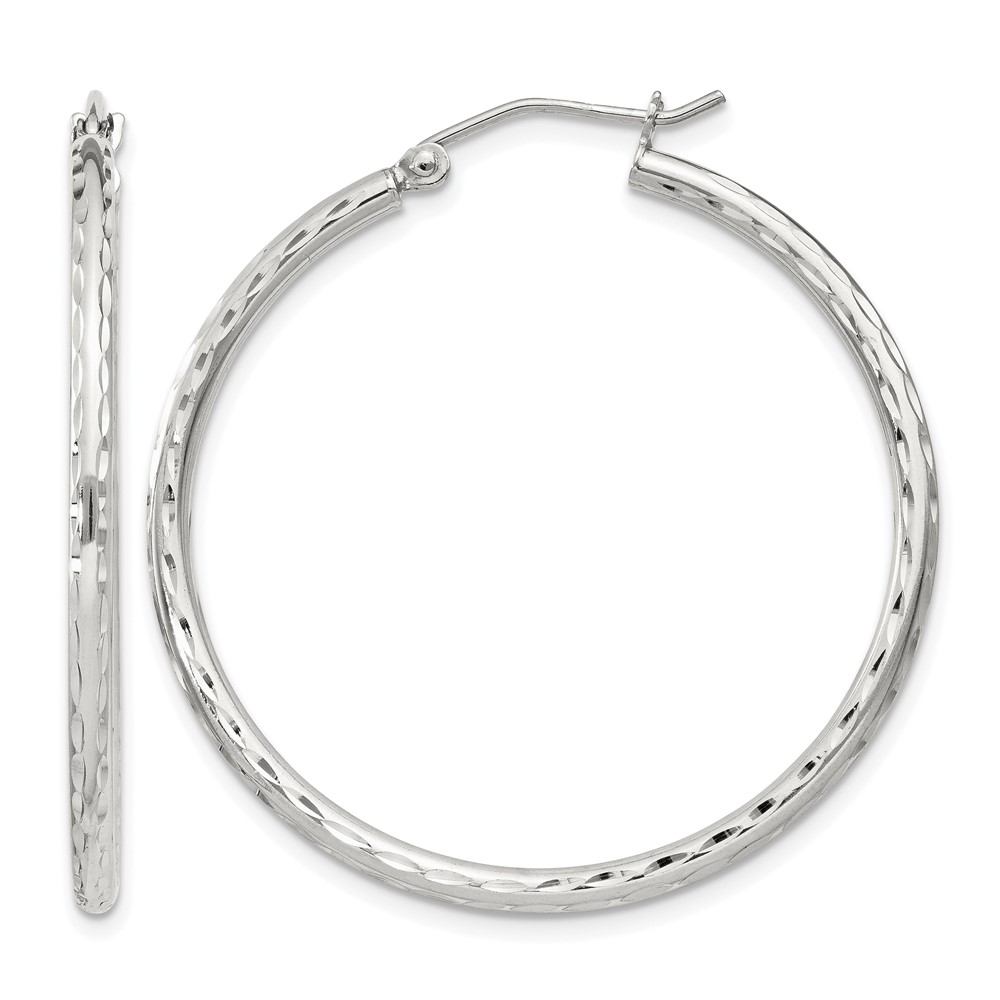 Sterling Silver 2mm Diamond Cut Hoop Earrings (QE4463SP)