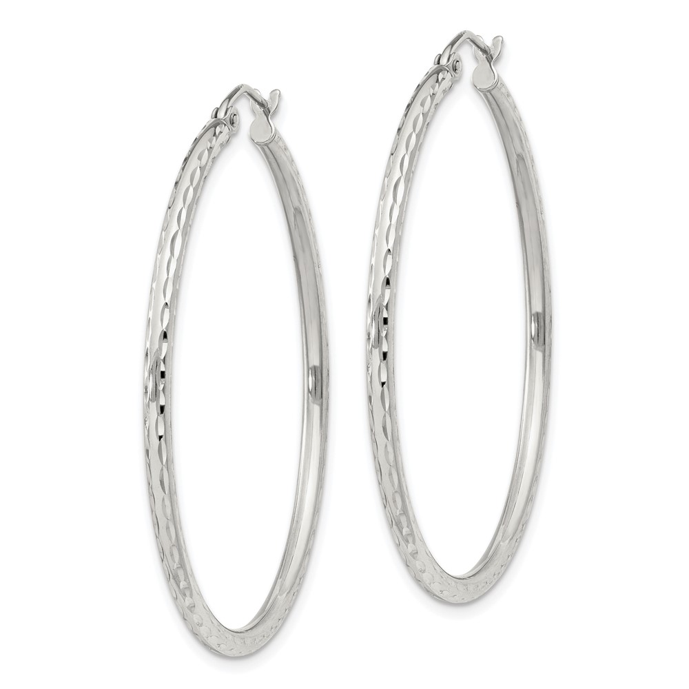 Sterling Silver 2mm Diamond Cut Hoop Earrings (QE4464SP)
