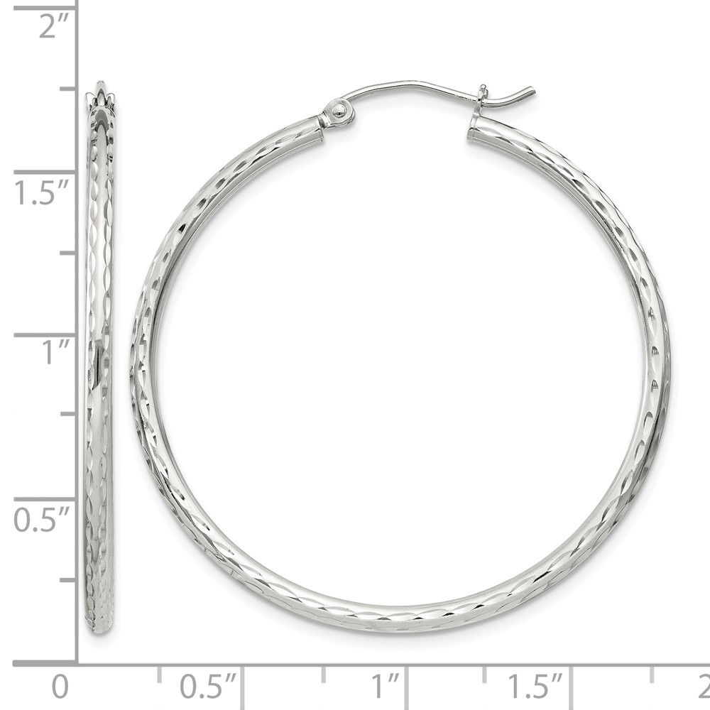 Sterling Silver 2mm Diamond Cut Hoop Earrings (QE4464SP)