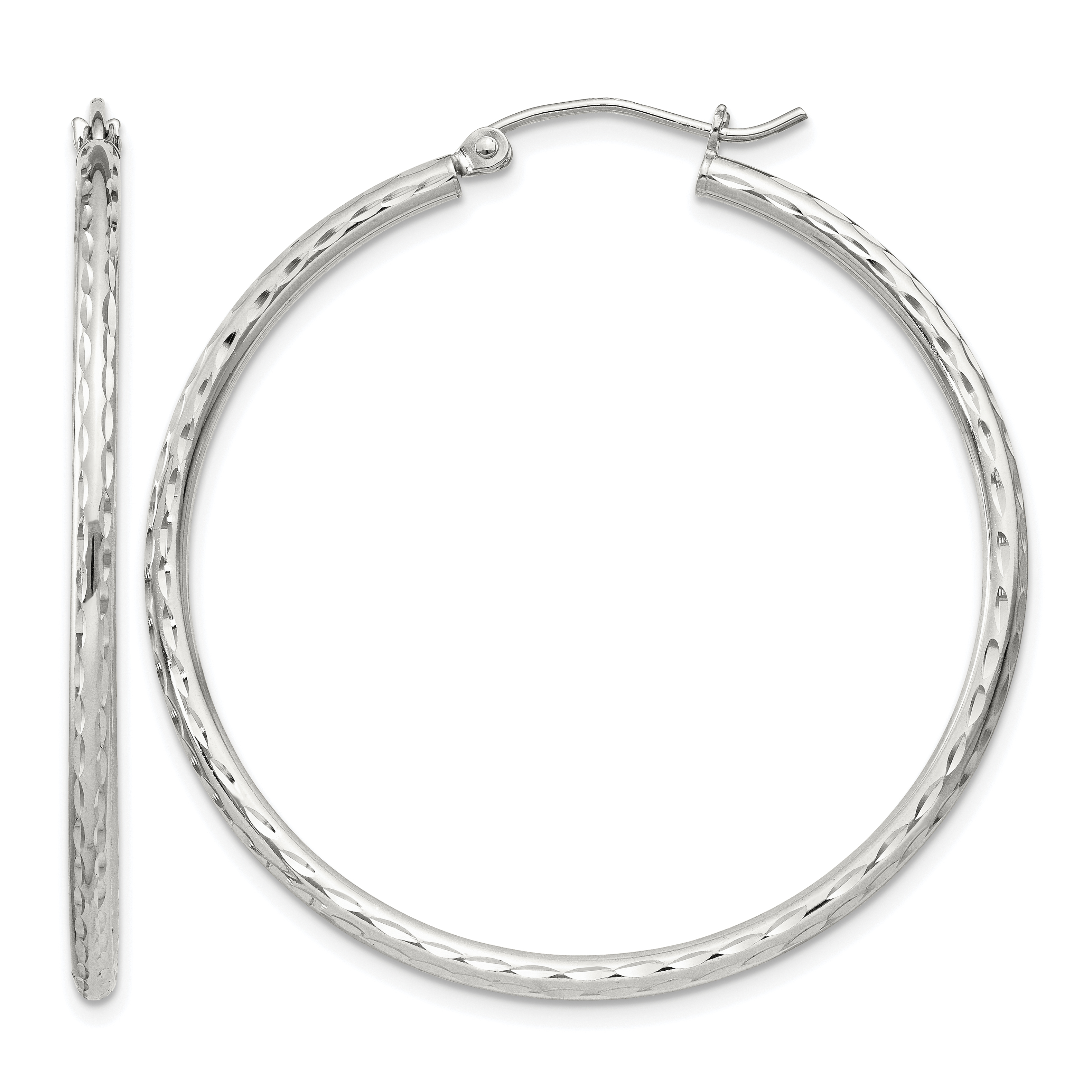 Sterling Silver 2mm Diamond Cut Hoop Earrings (QE4464SP)
