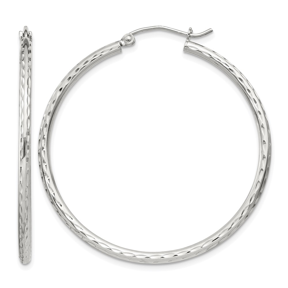 Sterling Silver 2mm Diamond Cut Hoop Earrings (QE4464SP)