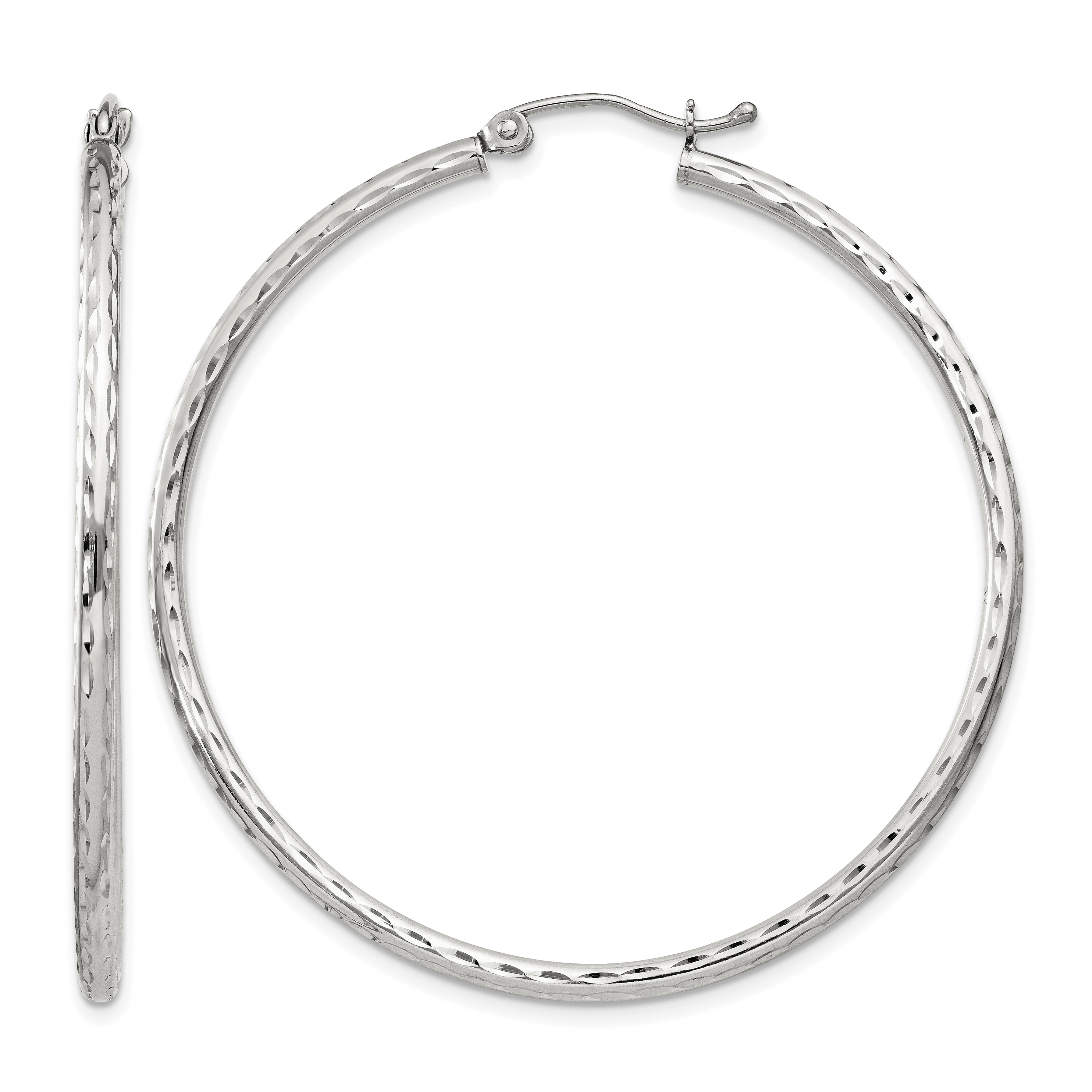 Sterling Silver 2mm Diamond Cut Hoop Earrings (QE4465SP)