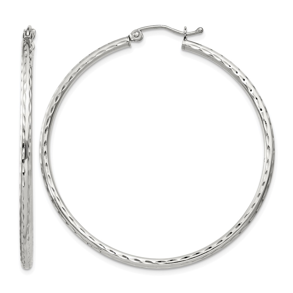 Sterling Silver 2mm Diamond Cut Hoop Earrings (QE4465SP)