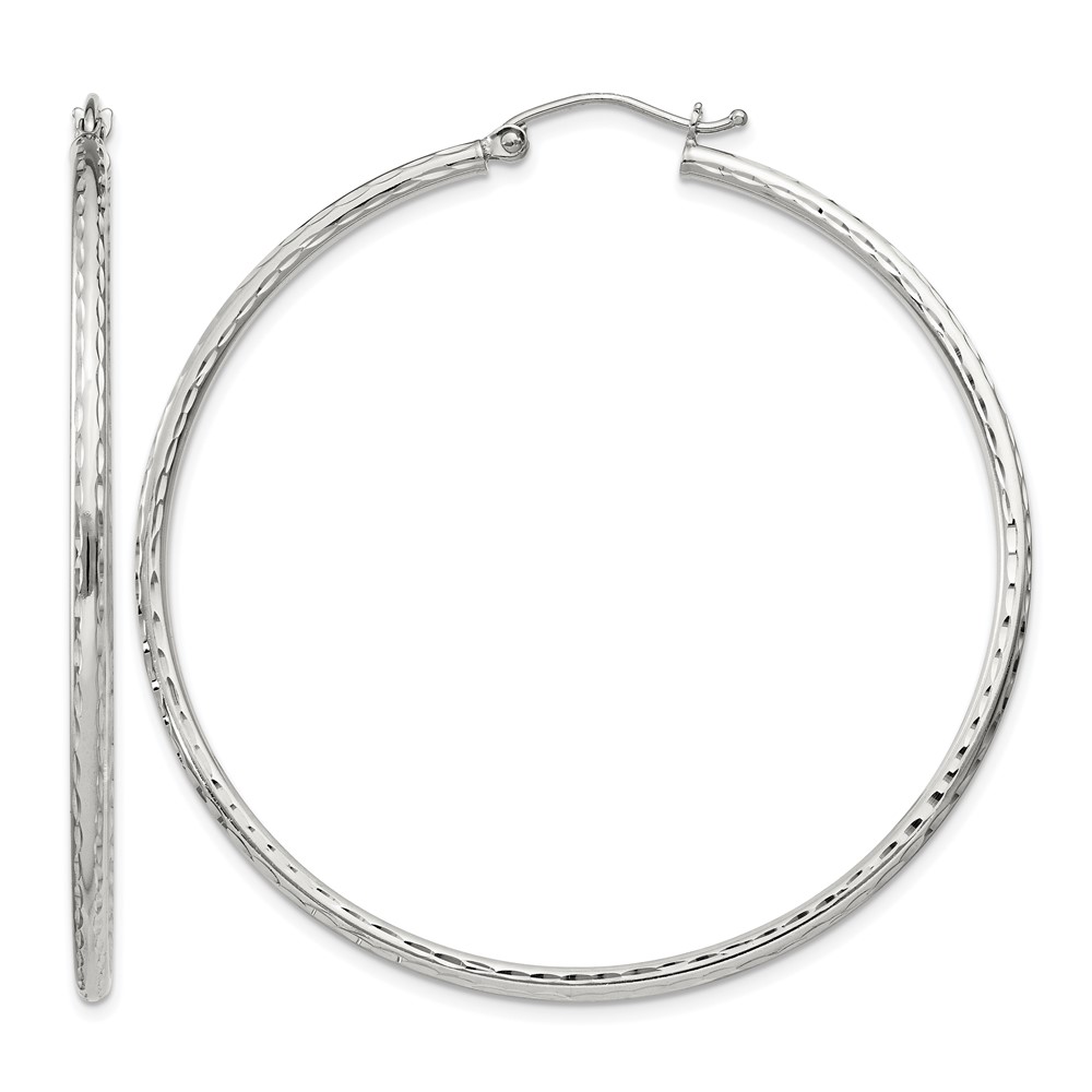 Sterling Silver 2mm Diamond Cut Hoop Earrings (QE4466SP)