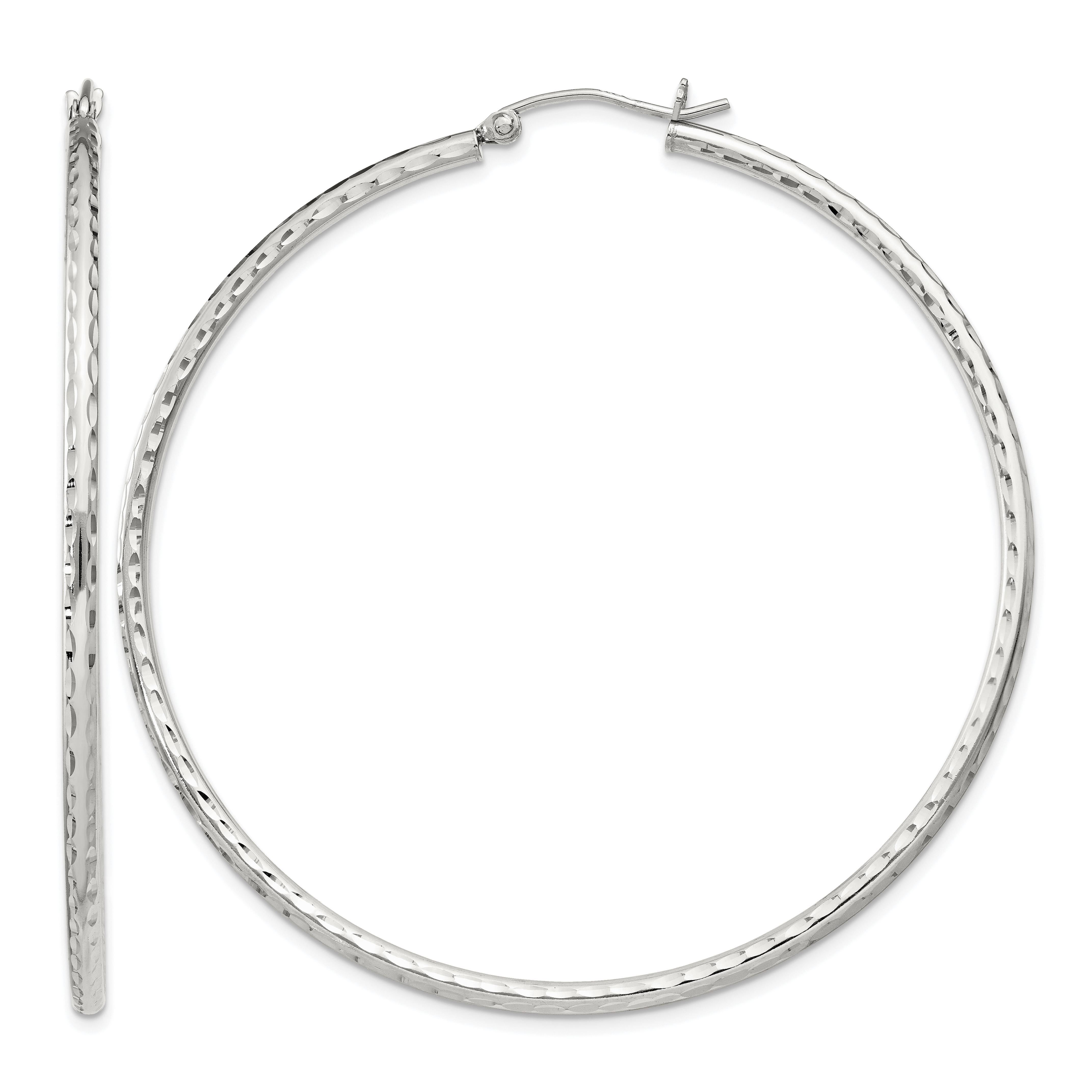 Sterling Silver 2mm Diamond Cut Hoop Earrings (QE4467SP)