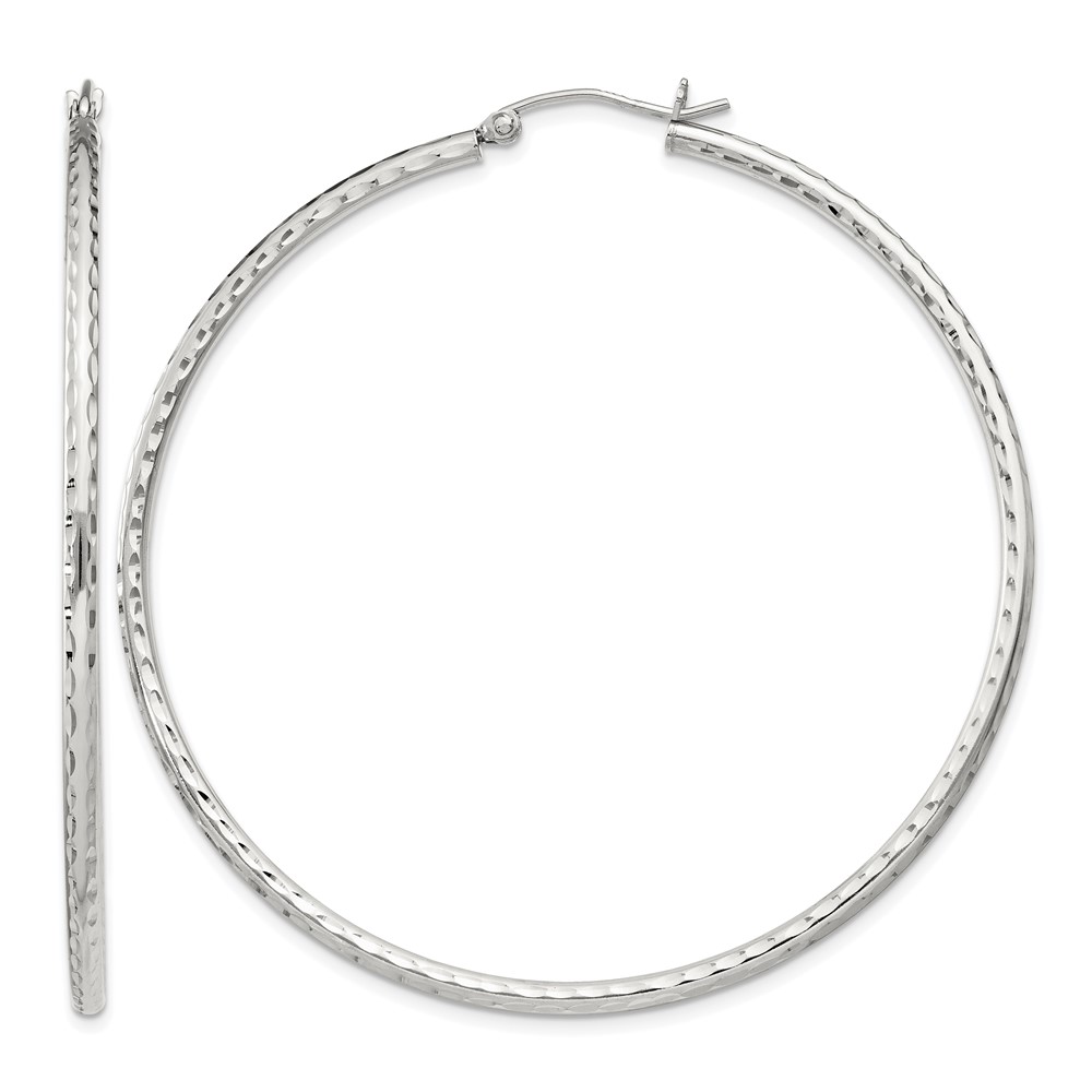 Sterling Silver 2mm Diamond Cut Hoop Earrings (QE4467SP)