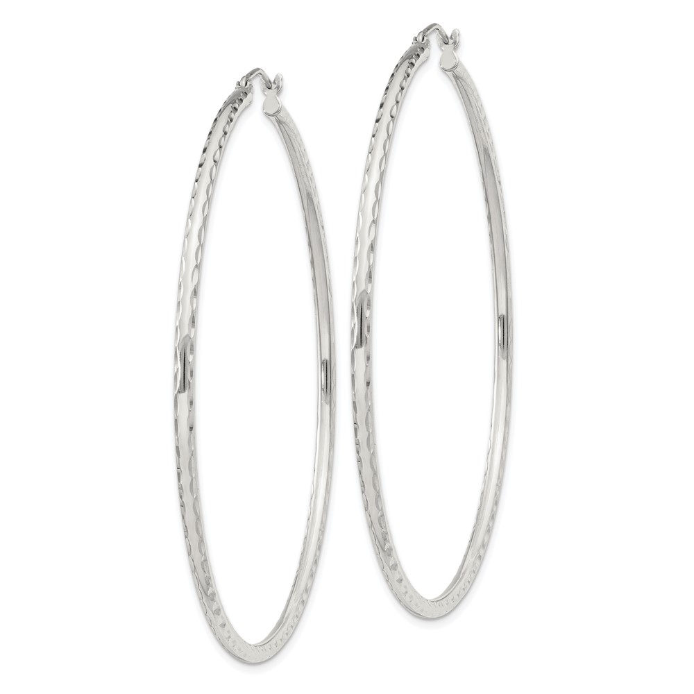 Sterling Silver 2mm Diamond Cut Hoop Earrings (QE4468SP)