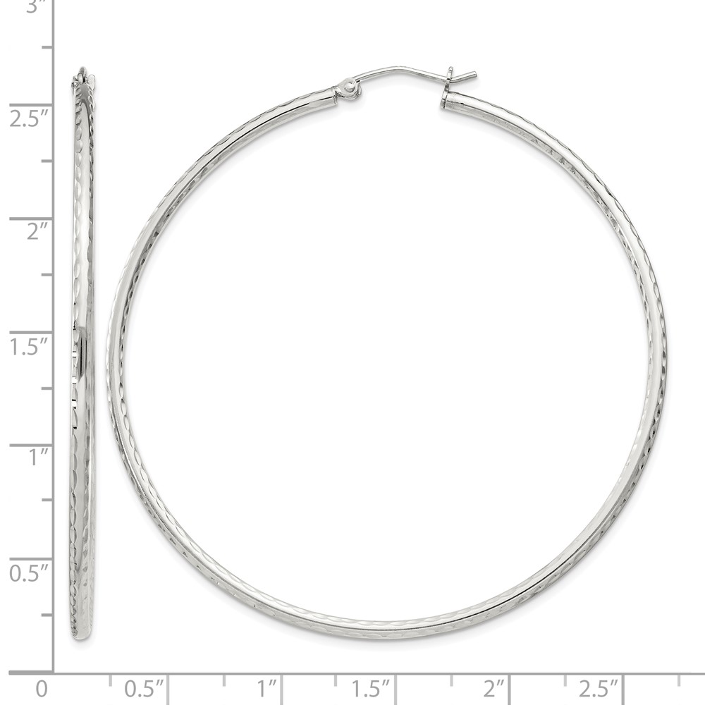 Sterling Silver 2mm Diamond Cut Hoop Earrings (QE4468SP)