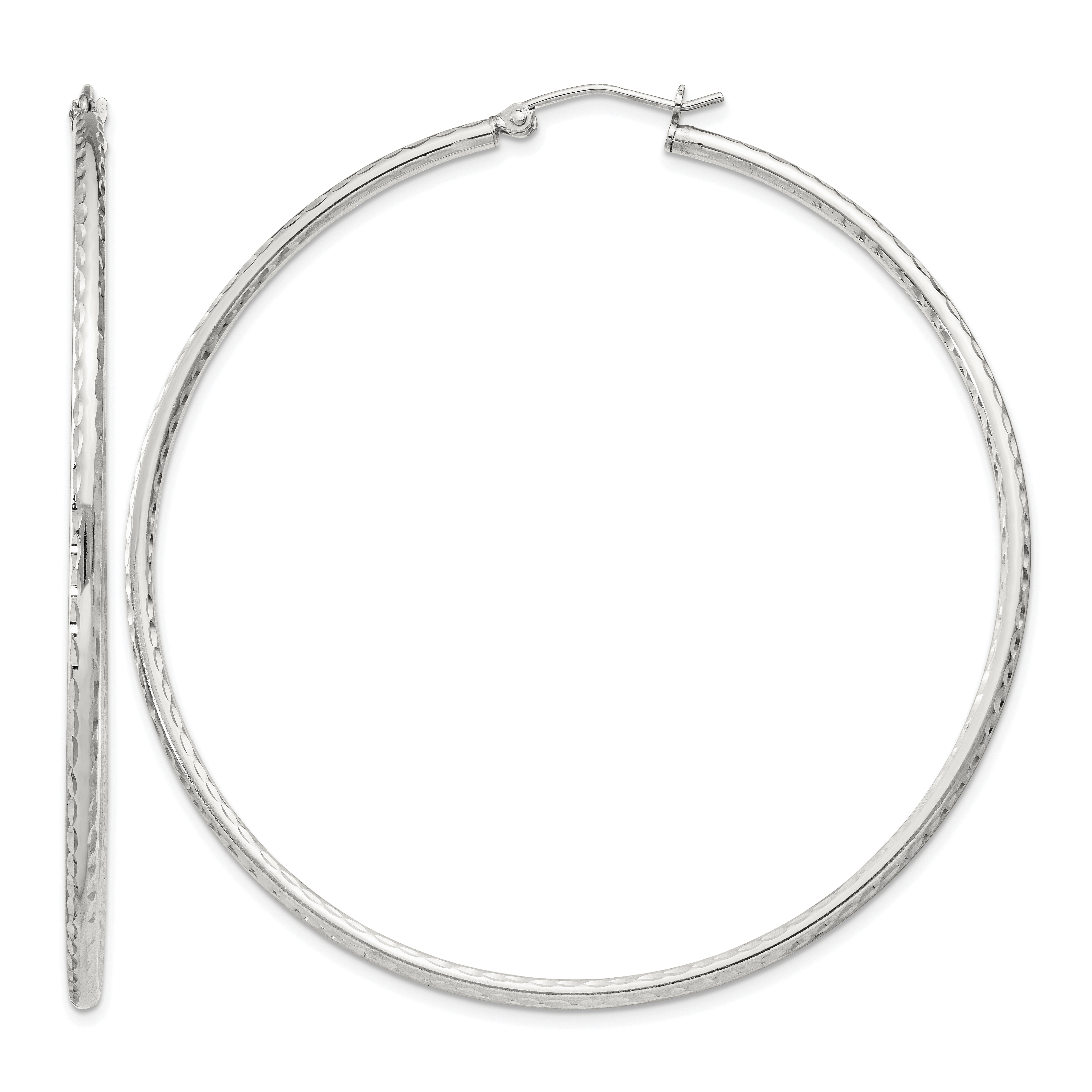 Sterling Silver 2mm Diamond Cut Hoop Earrings (QE4468SP)